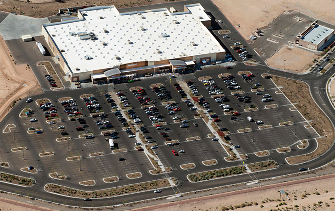 Arial view of a Walmart Supercenter