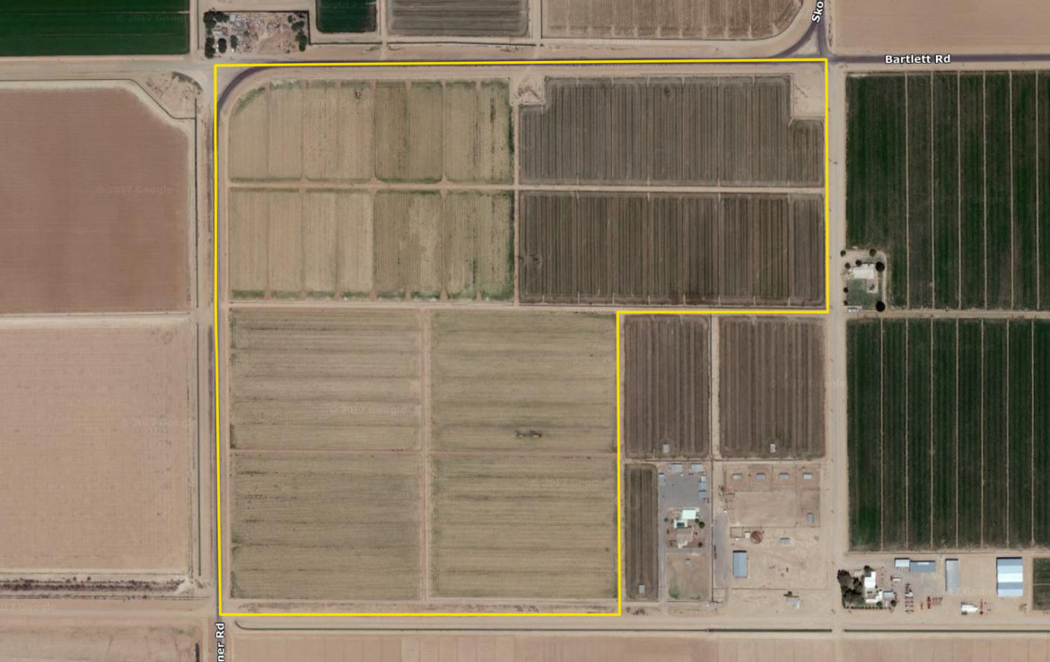 An arial shot of a plot of agricultural land